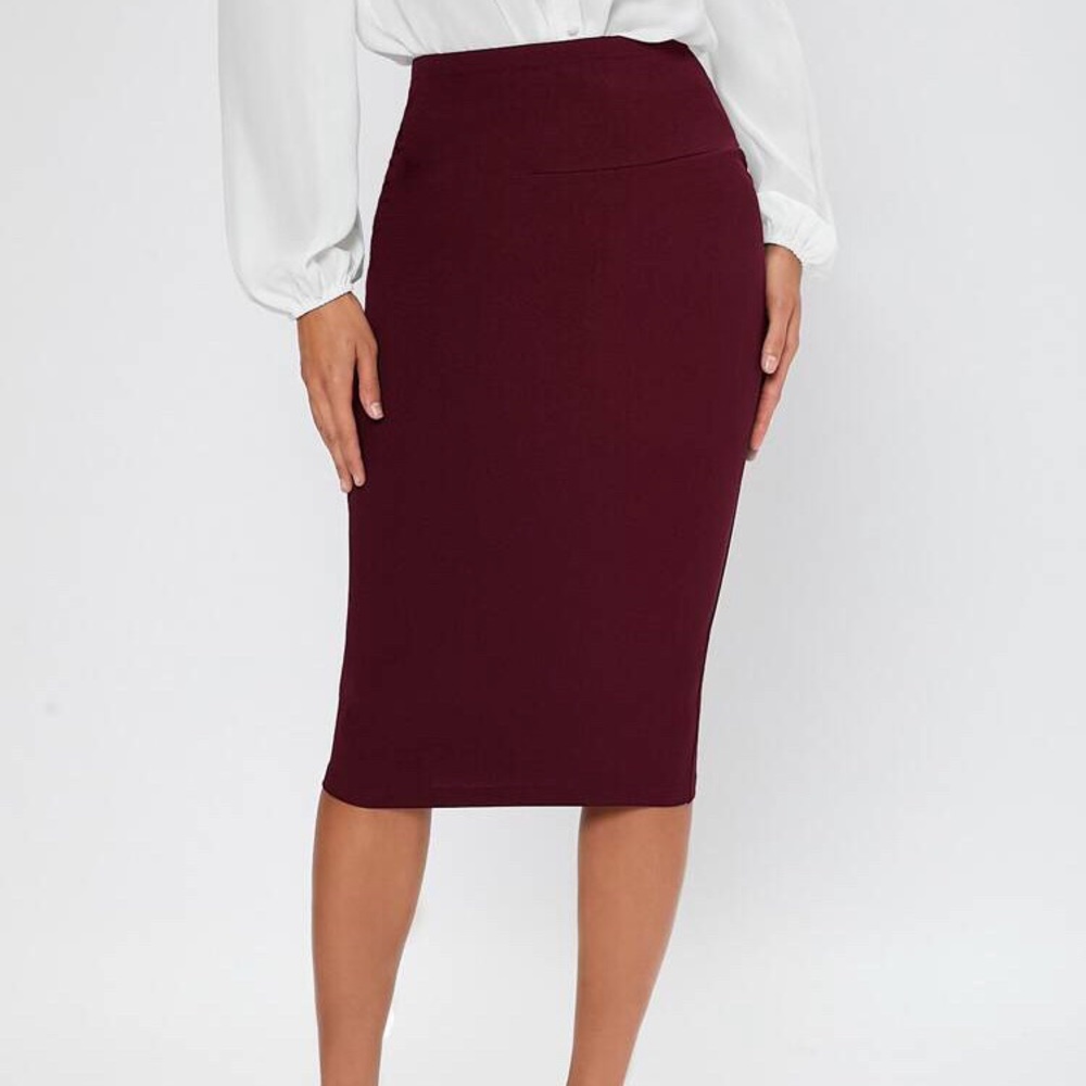 100% Wool Fully Lined Midi Pencil Skirt Size 16